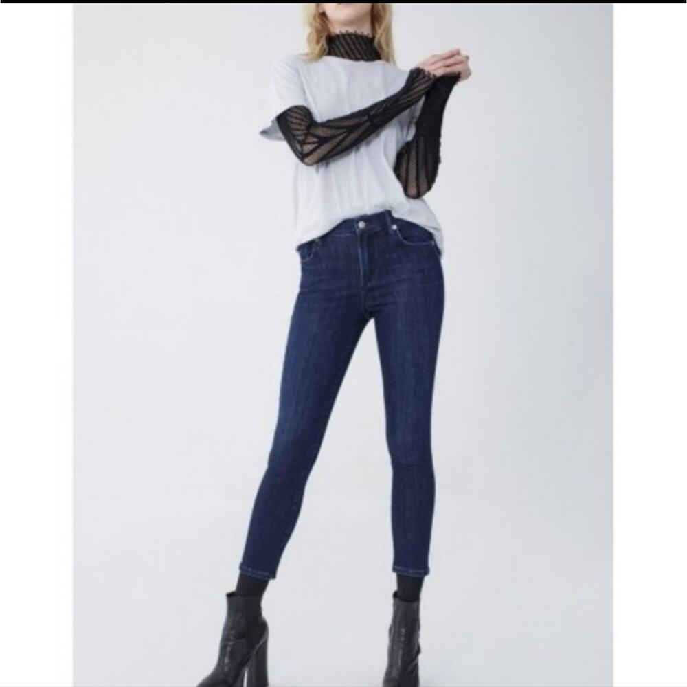 AGOLDE Sophie High Rise Crop Skinny Jeans Dark Wash Blue Size 27 Chic Trendy - Picture 10 of 15